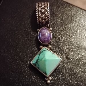 Vintage Amethyst And Turquoise Pendant
